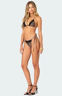 Edikted Lacey Leopard Triangle Bikini Top