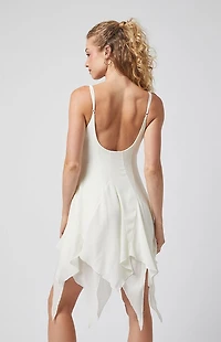 Beverly and Beck Lace Bustier Ruffle Hem Mini Dress