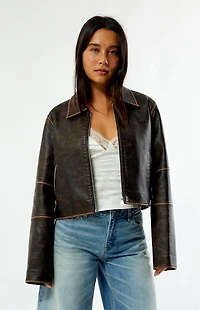 Pacsun Faux Leather Cropped Biker Jacket