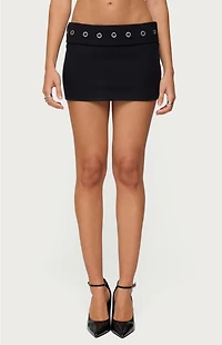 Edikted Havana Grommet Ribbed Foldover Mini Skort