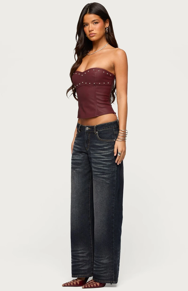 Edikted Izara Studded Faux Leather Corset