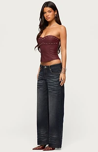 Edikted Izara Studded Faux Leather Corset