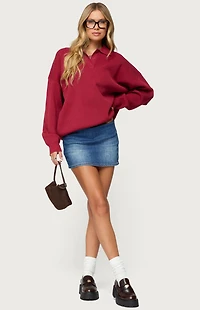 Edikted Archie Stretchy Denim Mini Skort