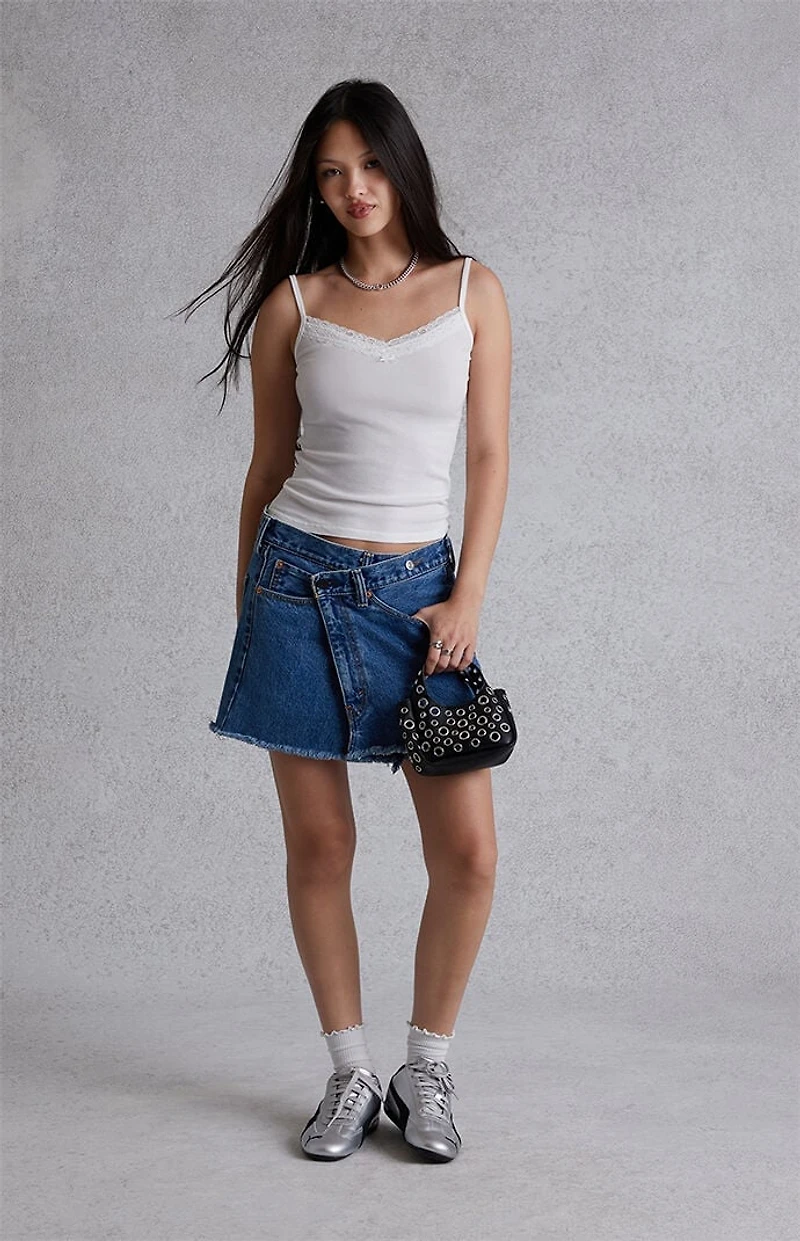 Modern Renewal Asymmetrical Low-Rise Denim Skirt