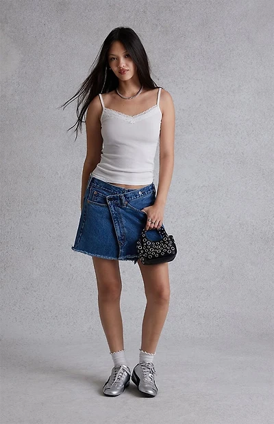 Modern Renewal Asymmetrical Low-Rise Denim Skirt