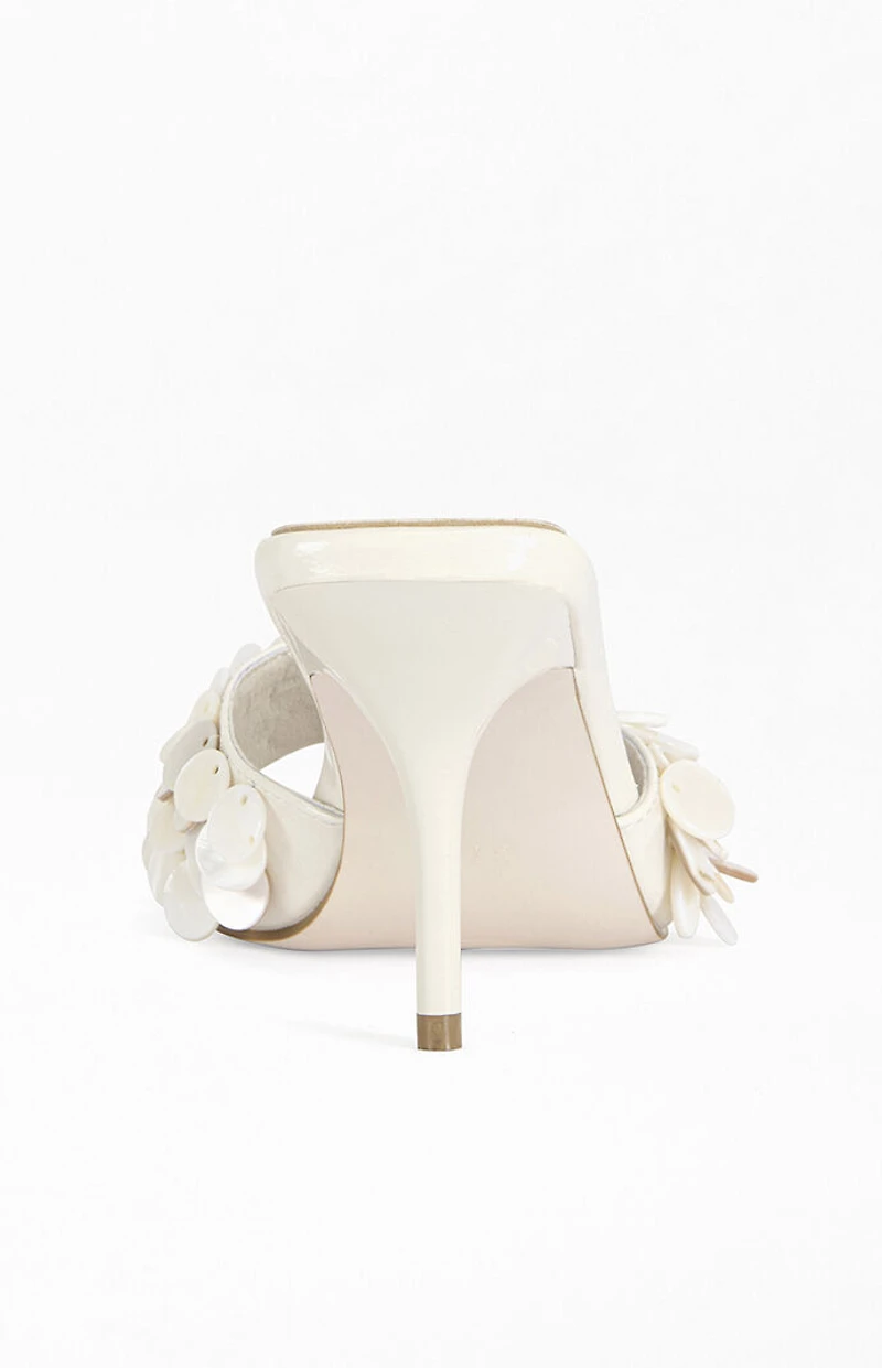 AZALEA WANG Women's Gaura Cream Mother-of-Pearl Stiletto Sandals