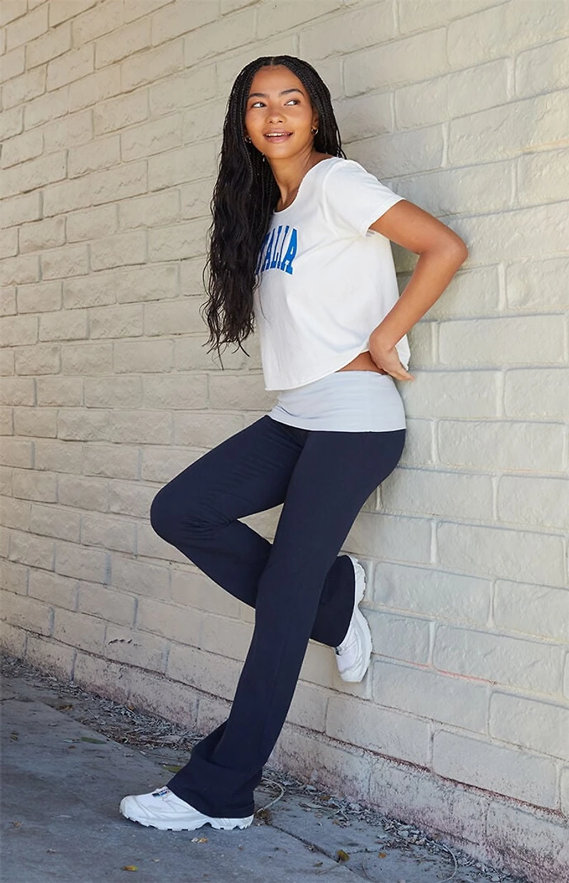 John Galt Navy Contrast Priscilla Flare Pants