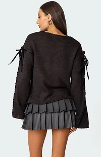 Edikted Amelia Lace Up Sleeve Sweater