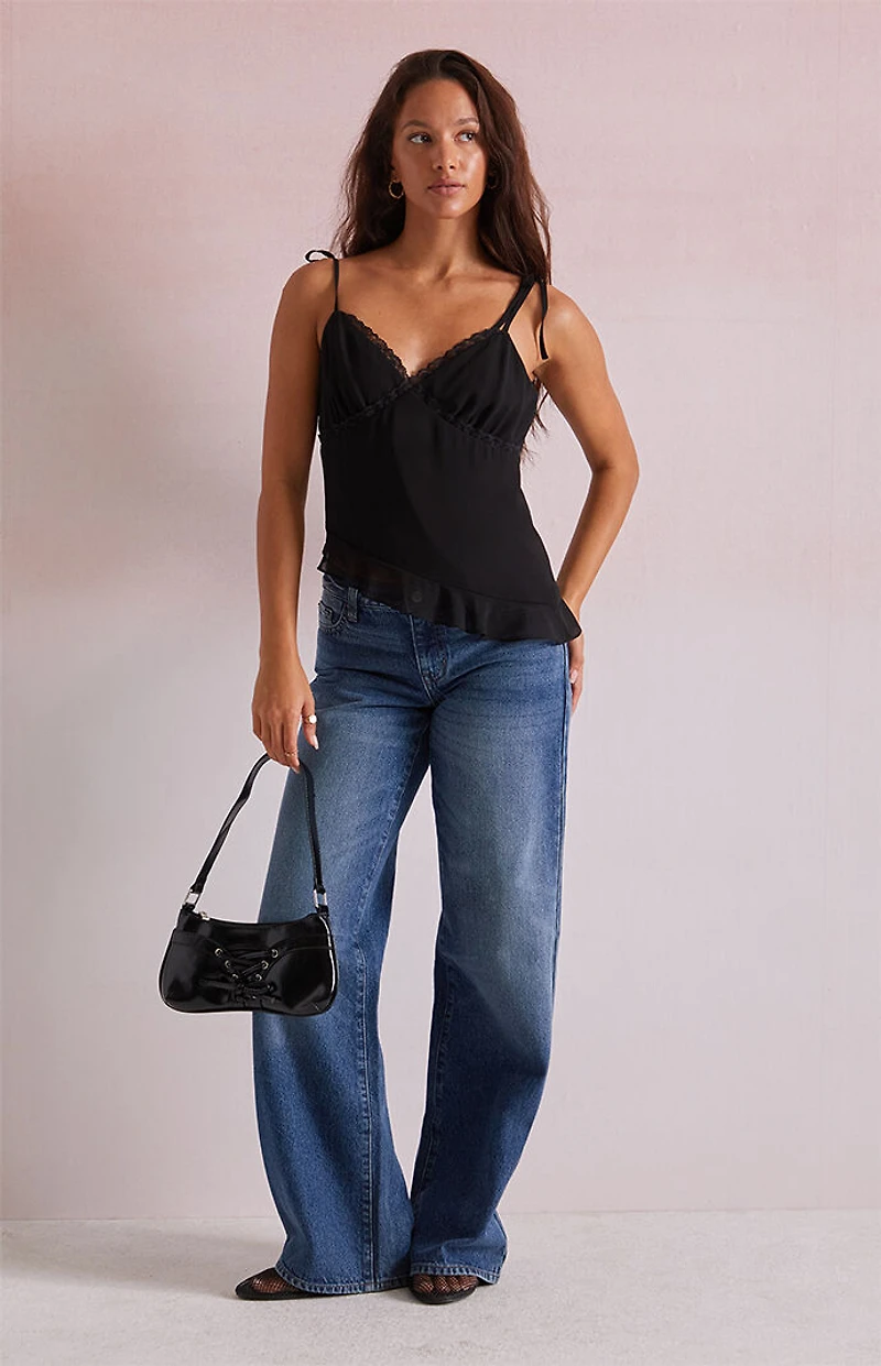 Beverly and Beck Jessie Asymmetrical Lace Trim Tank Top