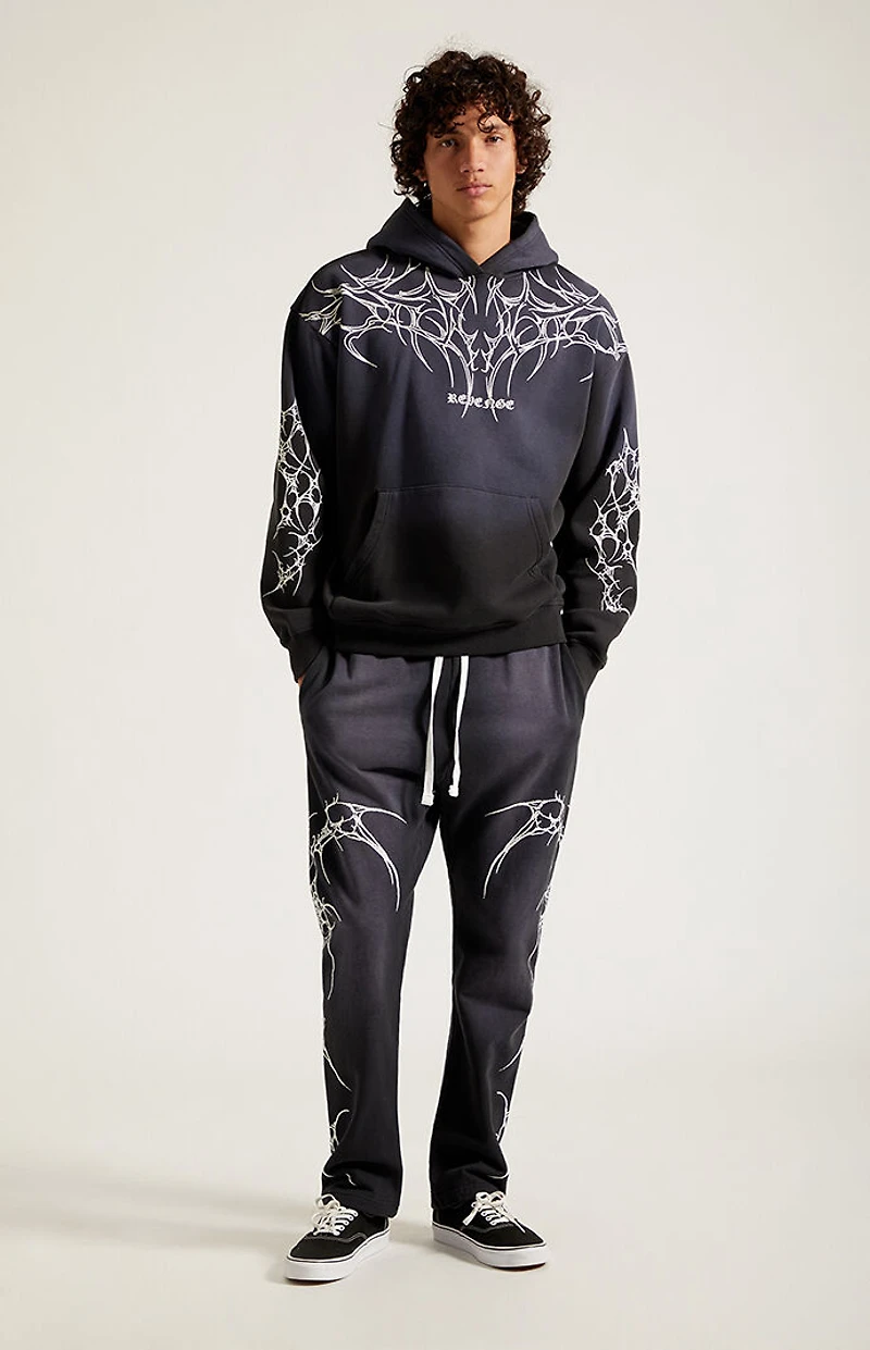 Pacsun Washed Black Graphic Fleece Straight Leg Sweatpants