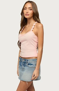 Edikted Caila Flower Lace Ribbed Tank Top