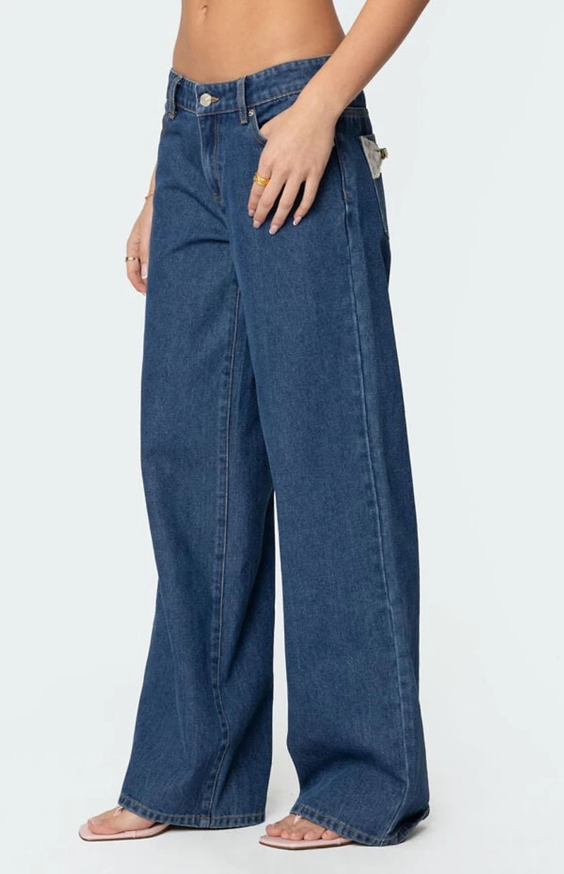 Edikted Lacey Pocket Low Rise Jeans