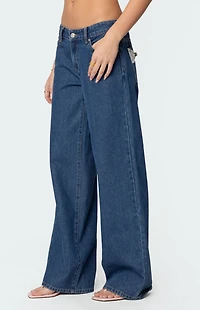 Edikted Lacey Pocket Low Rise Jeans