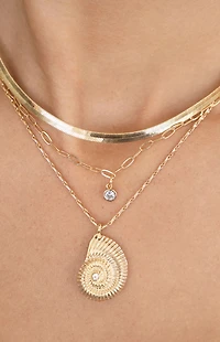 Ettika Nautilus Shell Pendant Layered Necklace