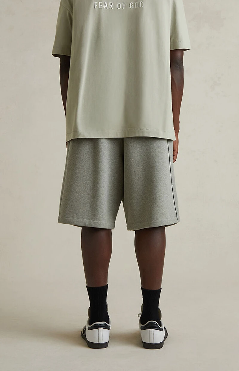 Fear of God ESSENTIALS Concrete Heather & Black Basketball Fleece Sweat Short