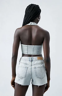 Pacsun Eco Light Indigo Studded High Waisted Denim Festival Shorts