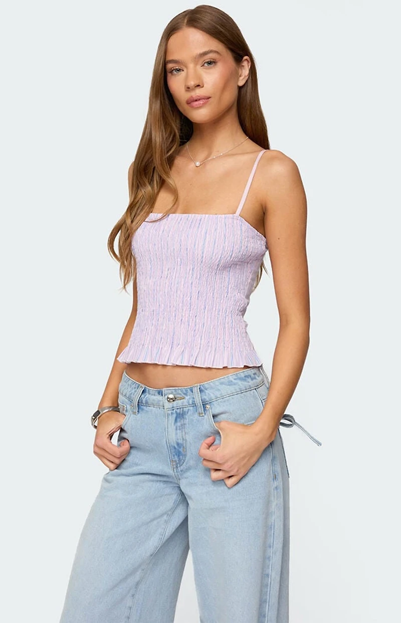 Edikted Leela Scrunch Striped Tank Top