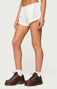 Edikted Olesia Ruffle Satin Effect Shorts