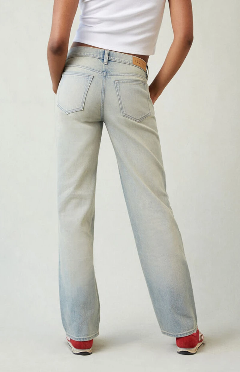 Pacsun Jordyn Low Rise Straight Leg Jeans Light Blue Wash