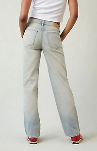 Pacsun Jordyn Low Rise Straight Leg Jeans Light Blue Wash