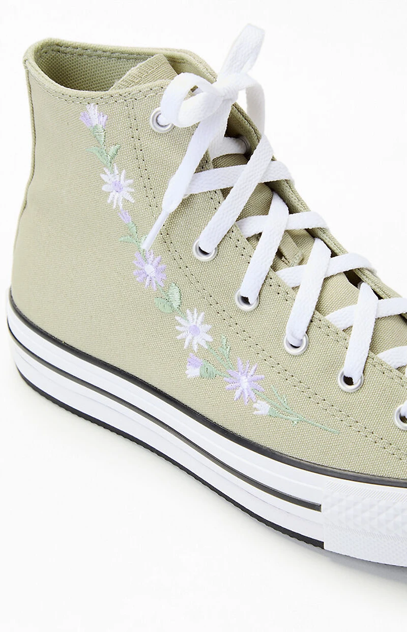 Converse Kids All Star EVA Lift Platform Embroidered Florals High Top Shoes