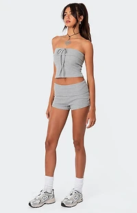 Edikted Lizzy Foldover Waffle Shorts