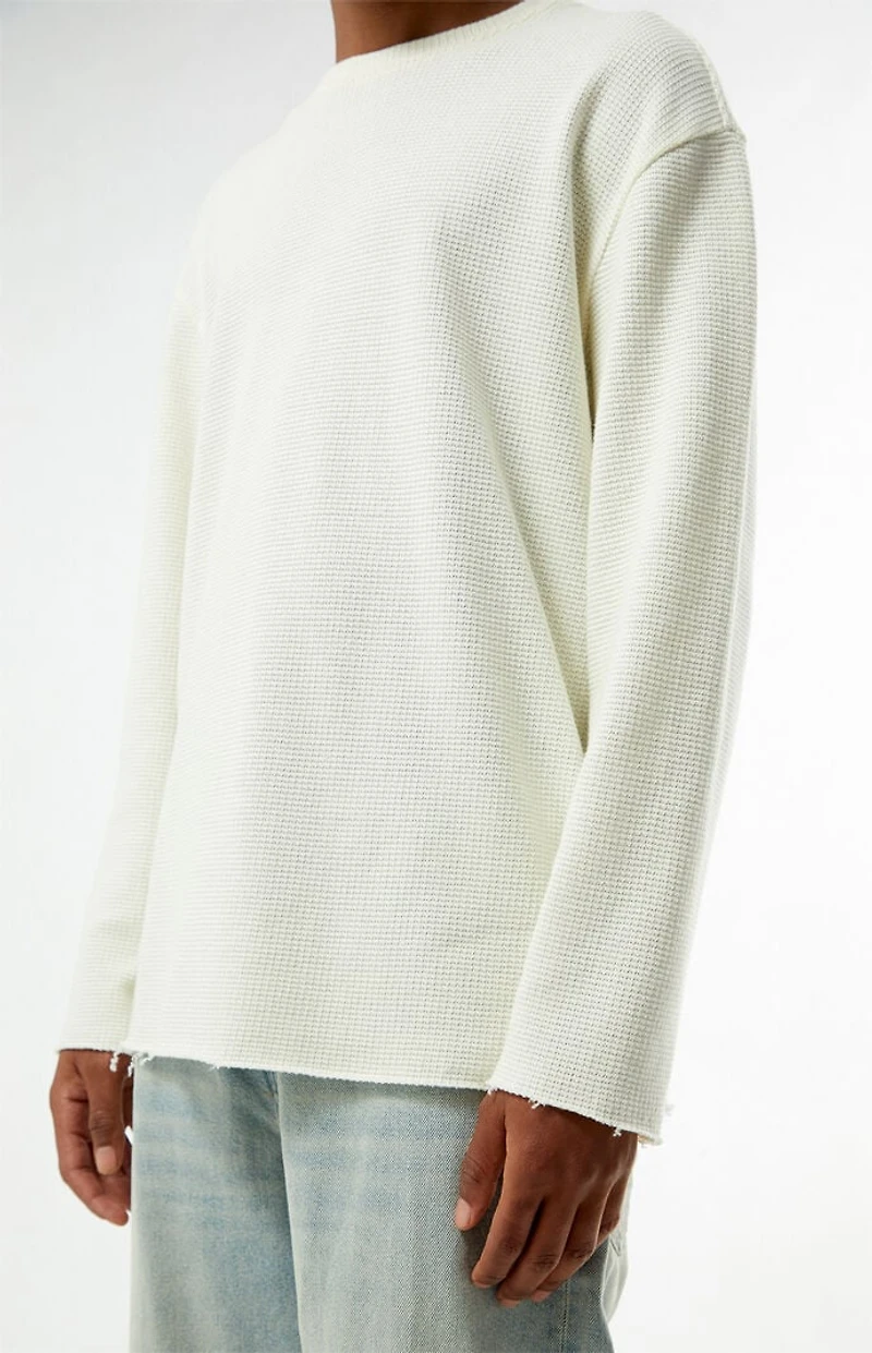 Pacsun Cream Basic Waffle Knit Long Sleeve Shirt