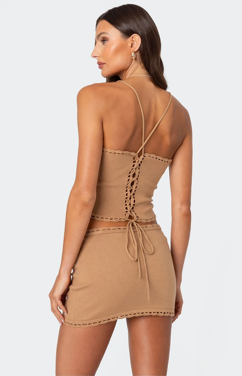 Edikted Crochet Trim Knit Tank Top