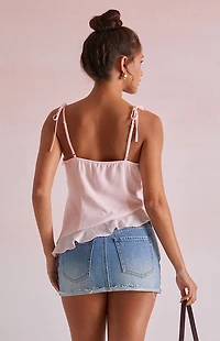 Beverly and Beck Jessie Asymmetrical Lace Trim Tank Top