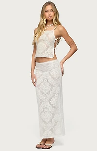 Edikted Violette Sheer Lace Tie Back Top