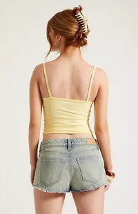 Pacsun Jamie Denim Micro Shorts Raw Cut Tinted Light Blue