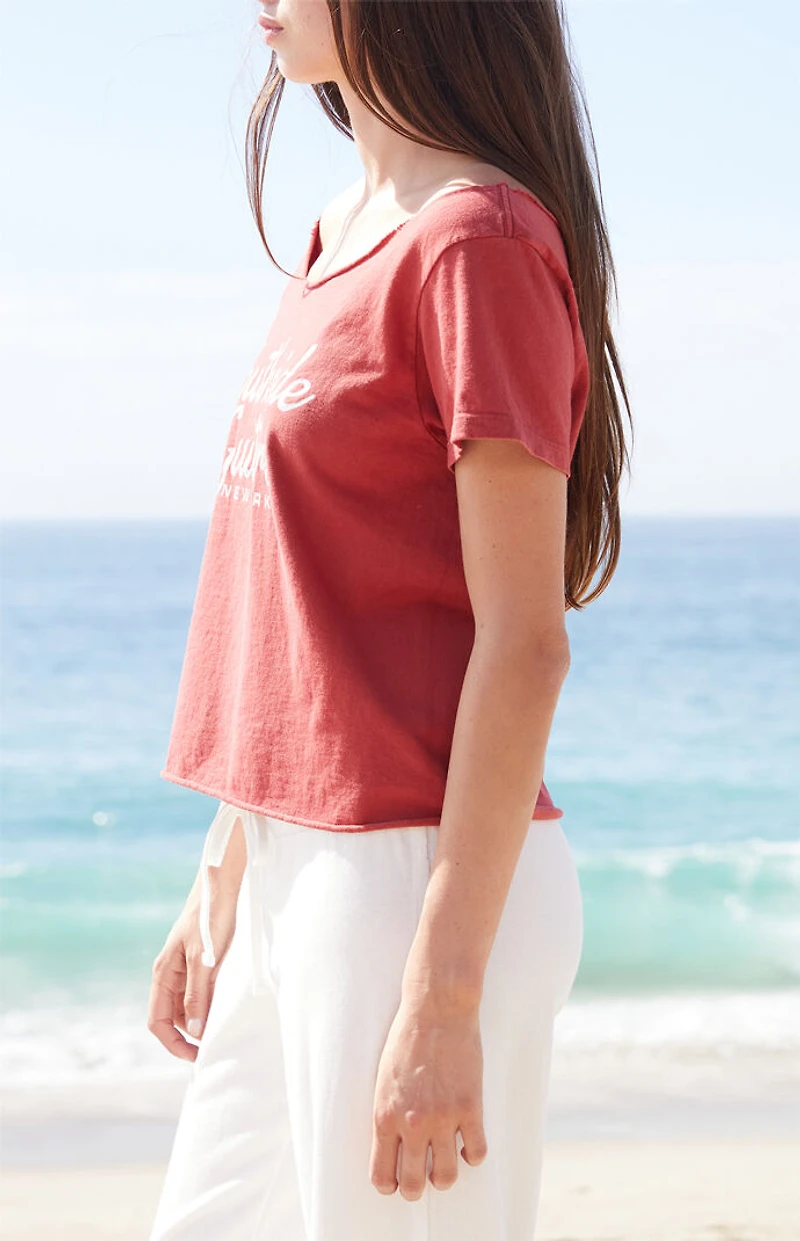 John Galt Red Southside Guitars Off-The-Shoulder Top