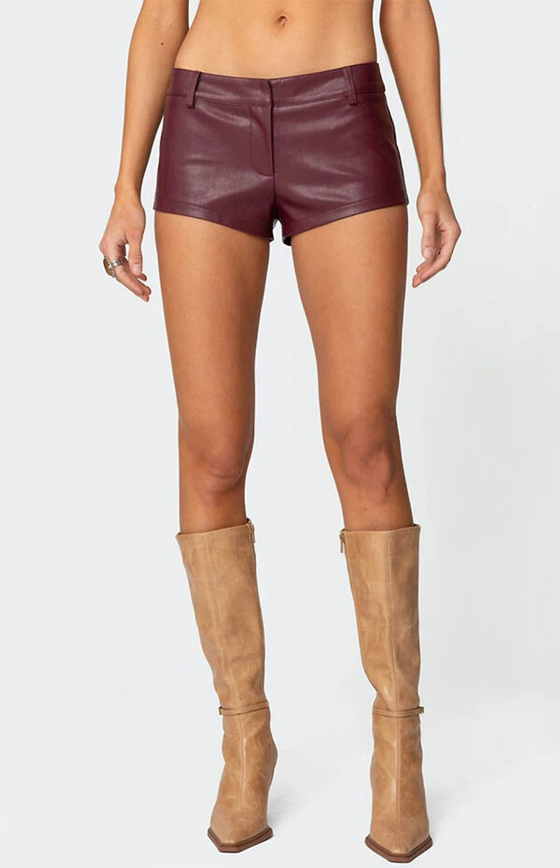 Edikted Melaney Faux Leather Micro Shorts