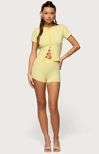 Edikted Rosie Scalloped Knit Shorts
