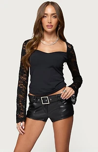 Edikted Kavita Lacey Bell Sleeve Top