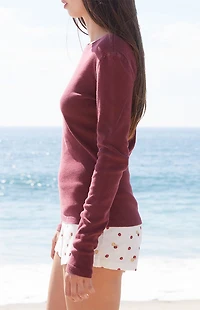 John Galt Burgundy Ainsley Long Sleeve Top