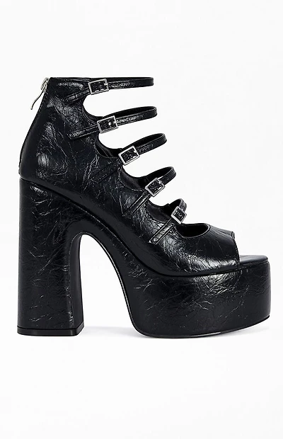 AZALEA WANG Women's Smitten Black Strappy Platform Pumps