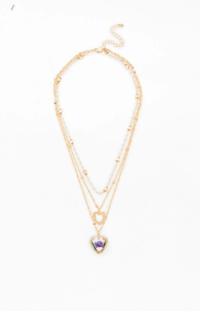 LA Hearts Fleur Layered Necklace