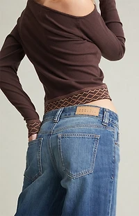 Pacsun Charlie Low Rise Baggy Bootcut Jeans Dark Blue