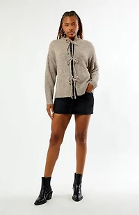 Daisy Street Tie Front Slouchy Knit Oversized Cardigan