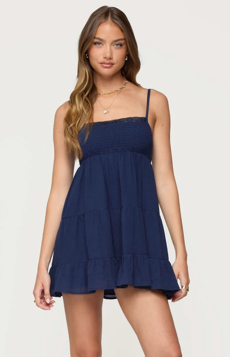 Edikted Calley Scrunchy Tiered Mini Dress