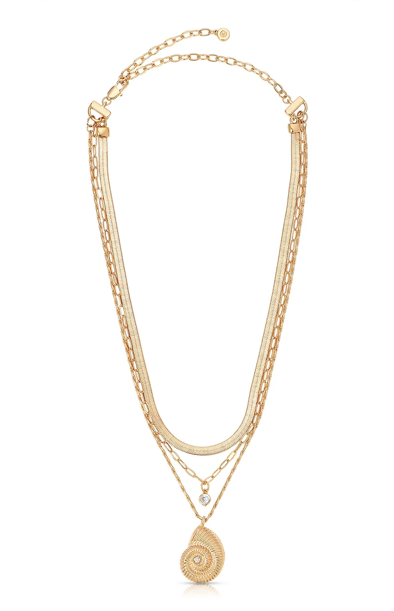 Ettika Nautilus Shell Pendant Layered Necklace