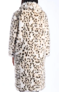 AZALEA WANG Pepper Snow Leopard Faux Fur Coat