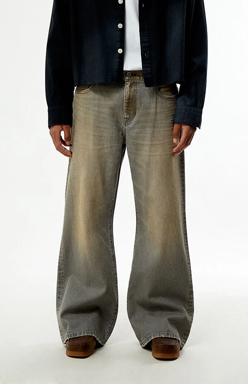 Pacsun Bennett Baggy Flare Jeans Gray Tint