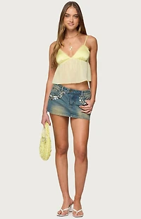 Edikted Krisa Sheer Chiffon Babydoll Top