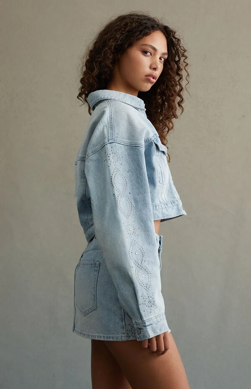 RARE DNM EDIT Studded Cropped Denim Trucker Jacket