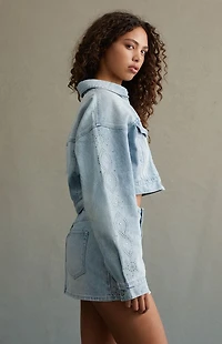 RARE DNM EDIT Studded Cropped Denim Trucker Jacket