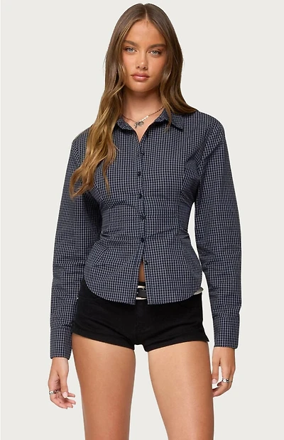 Edikted Lisbet Checkered Button Up Shirt