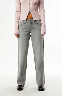 Pacsun Zoe Low Rise Girlfriend Jeans Button Pocket Gray