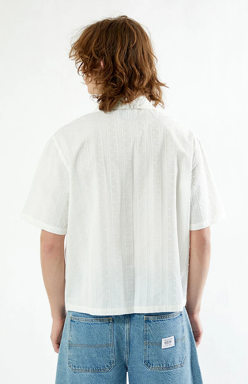 Pacsun White Pointelle Oversized Camp Shirt